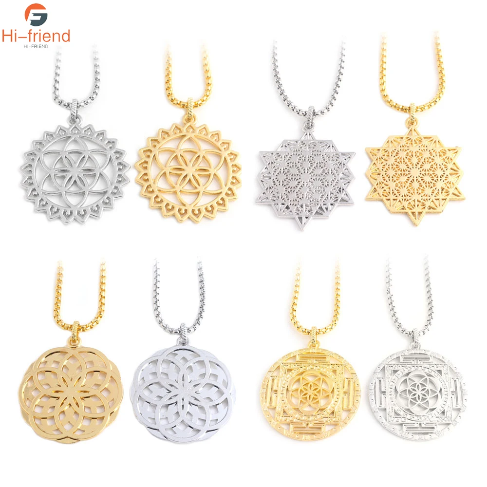 SC цветок жизни Сакральная в виде геометрических фигур колье ожерелье из