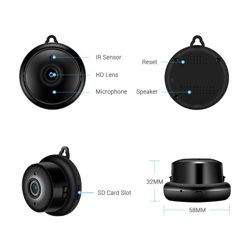 Мини-камера 1080p HD IP WIFI видеокамеры Домашняя безопасность монитор DVR ночного видения встроенное видеонаблюдение Mircophone поддержка 128G (art.: 3920b6b7adefa) - 3920b6b7adefa