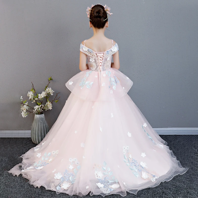 

Custom made 3D flower communion dresses 2019 beautiful girls dresses party gown