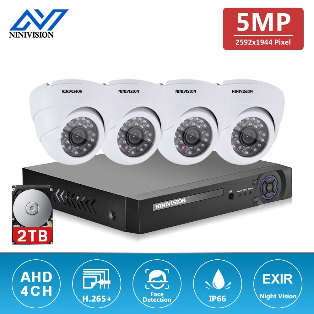 

Home Security Surveillance Camera System 4CH 5MP AHD DVR x4 5MP AI Human Detection IP66 Outdoor Dome Cameras Surveillance Kit