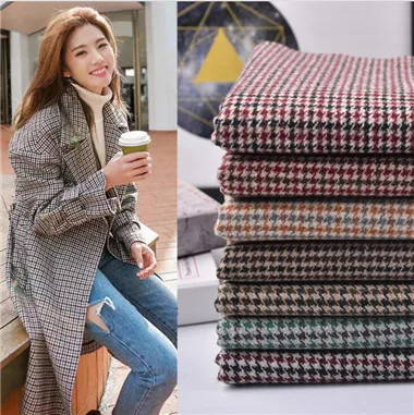 30% шерсть тысяча птиц Клетчатая Шерстяная ткань маленькая ткань|Ткань| |