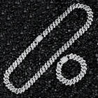 цепочка на шею женская подвеска на шею украшения на шею Мужское колье в стиле хип-хоп из циркония Майами, 15 мм