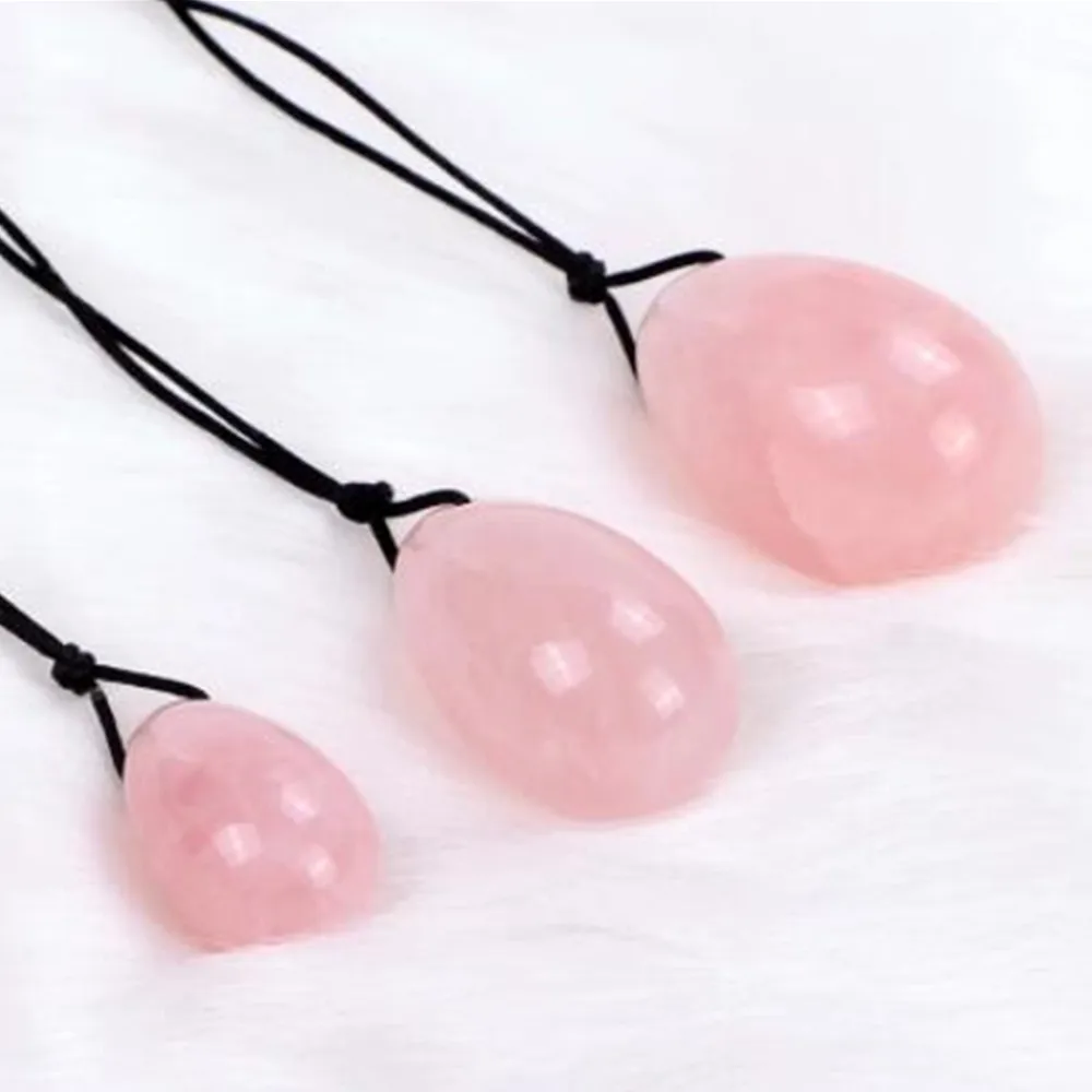 

Rose Quartz Aventurine Yoni Egg Vaginal Tightening Balls Jade Love Egg Kegel Exerciser Massager Crystal Kegel Eggs Drilled Wand