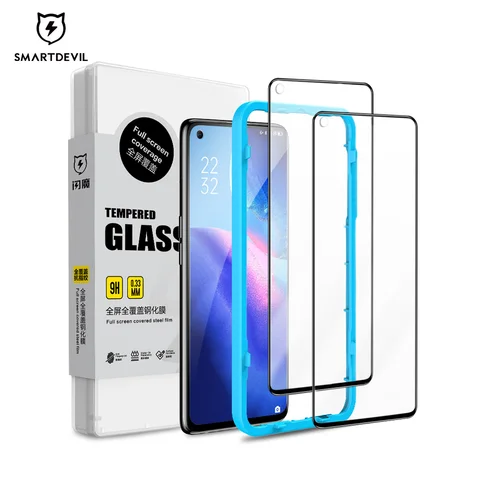 Glass SmartDevil with full coverage for OPPO Reno 4 5 3Pro Ace R15 R17 Protection for Realme X7 Pro HD with blue light protection