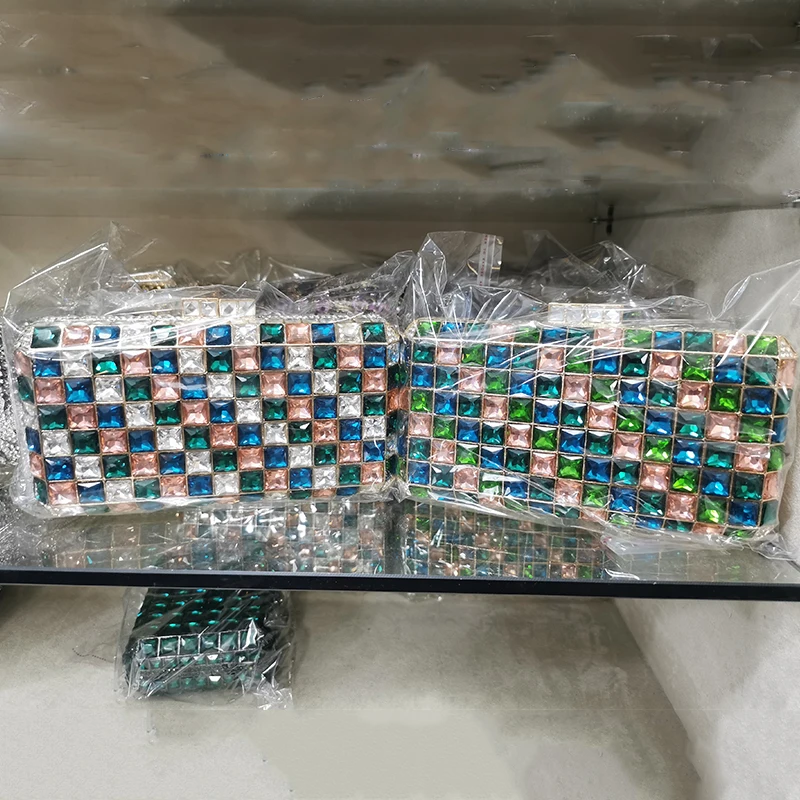 

Высококачественный большой клатч Стразы синий/белый/зеленый драгоценный камень кристалл вечерние кошельки и алмазная Свадебная сумка мин...