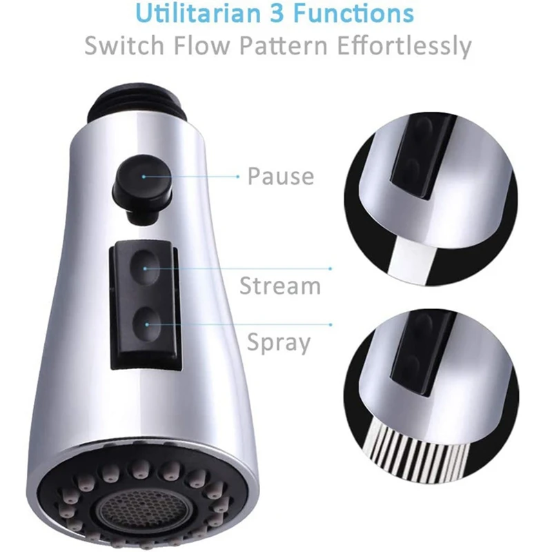 

Kitchen Sink Pull Down Faucet Spray Head Nozzle Pull Out Hose Sprayer Replacement Part Faucet Head