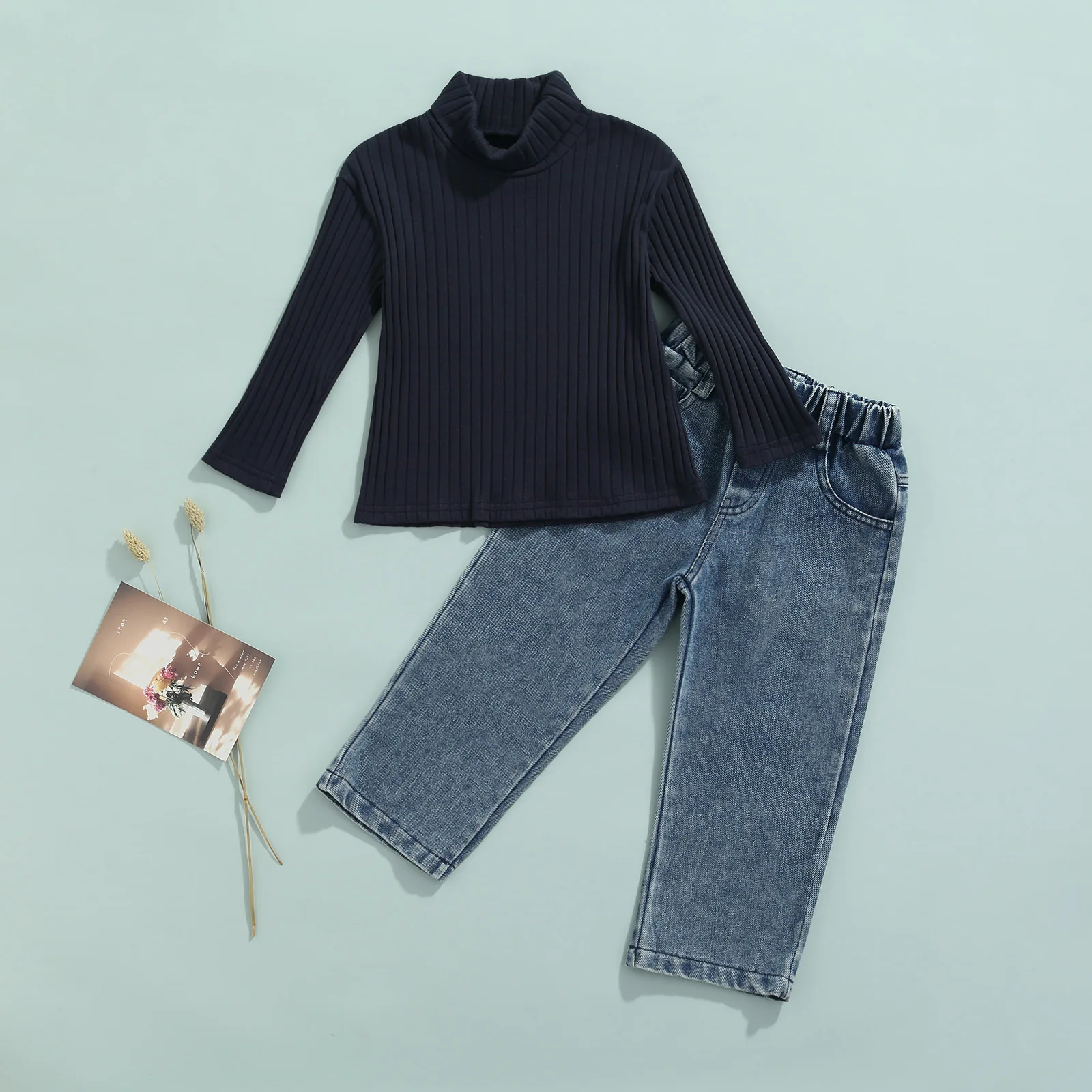 Женский комплект одежды из джинсовой ткани Свитера с длинным рукавом и