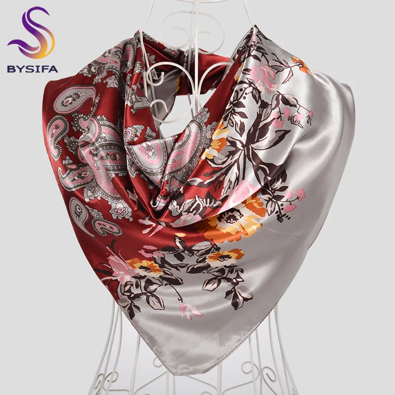 

[BYSIFA] New Paisley Ladies Square Scarves Hijabs Winter Wine Red Grey Women Neck Scarf Shawl Luxury Brand Scarves Wraps 90*90cm