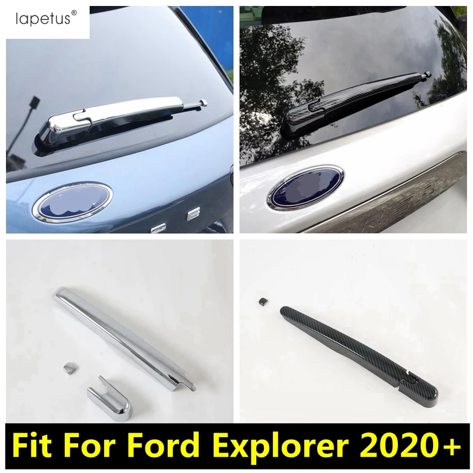 

Carbon Fiber / Chrome Accessories For Ford Explorer 2020 - 2022 Rear Windshield Window Windscreen Rain Wiper Cover Trim Exterior