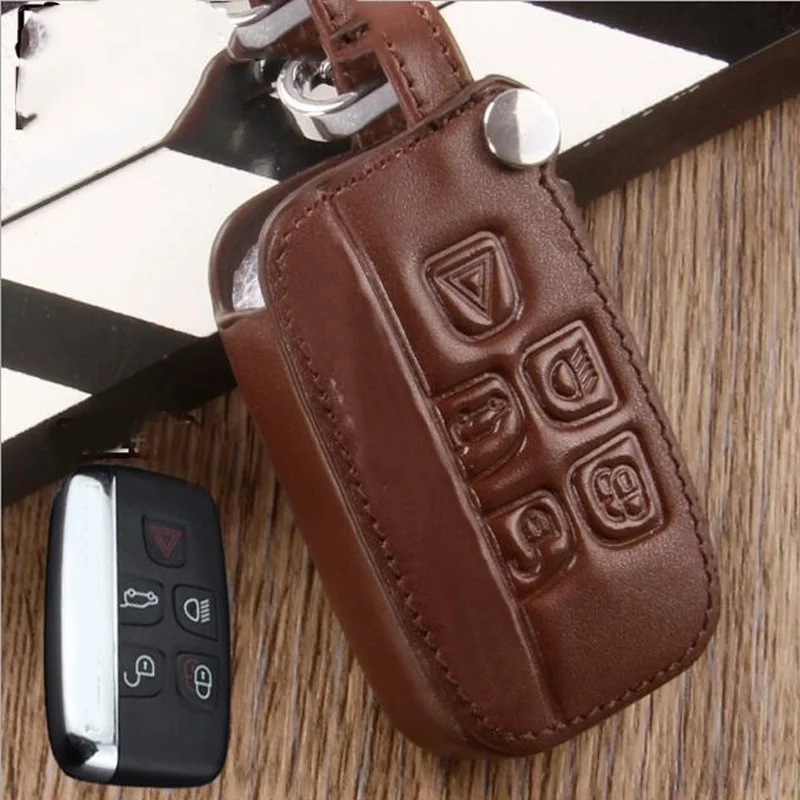Leather Key Rings Protection Cover For Land Rover RANGE ROVER SPORT Evoque Freelander 2 DISCOVER discovery Accessories | Автомобили и