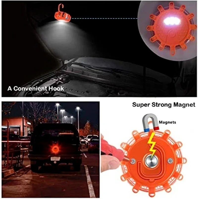 

3pcs/set Road Flares Car Emergency Light Help Flash Beacon V16 Approved Dgt Flare Safety Warning Lights Magnetic Strobe
