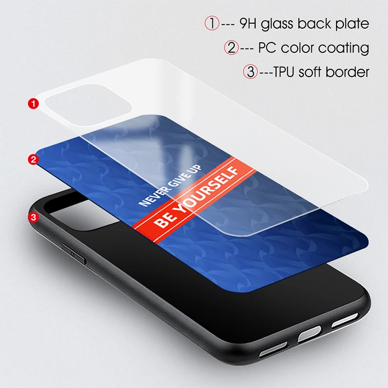 

Colorful Glass Phone Case For iPhone 11 Pro Max 360 Full Back Cover For iPhone X XS MAX XR 7 8 6S 6Plus SE 2020 TPU Soft Cases
