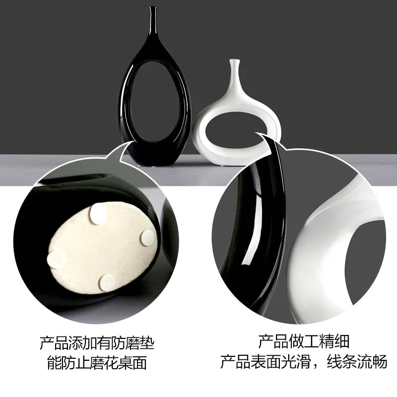 

Classic black white ceramic vase set European minimalist vase container furnishings ceramic crafts dried flowers decorative vase