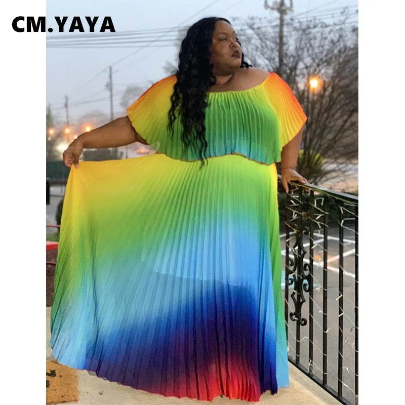 

Женское свободное платье макси CM.YAYA, длинное винтажное платье-трапеция с принтом, модная уличная одежда большого размера на осень