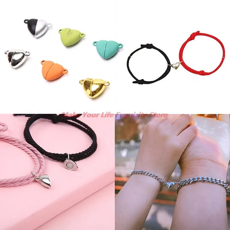 

10pcs Love Heart Magnetic Buckle Bracelet Pendant DIY Jewelry Making Findings
