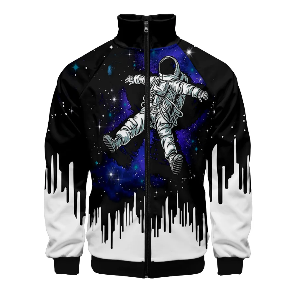 

Hip Hop Sweater Korean Fashion Punk Sports Jacket Starry Sky Astronaut Gothic Long Sleeve Stand Collar Zipper Jacket Men