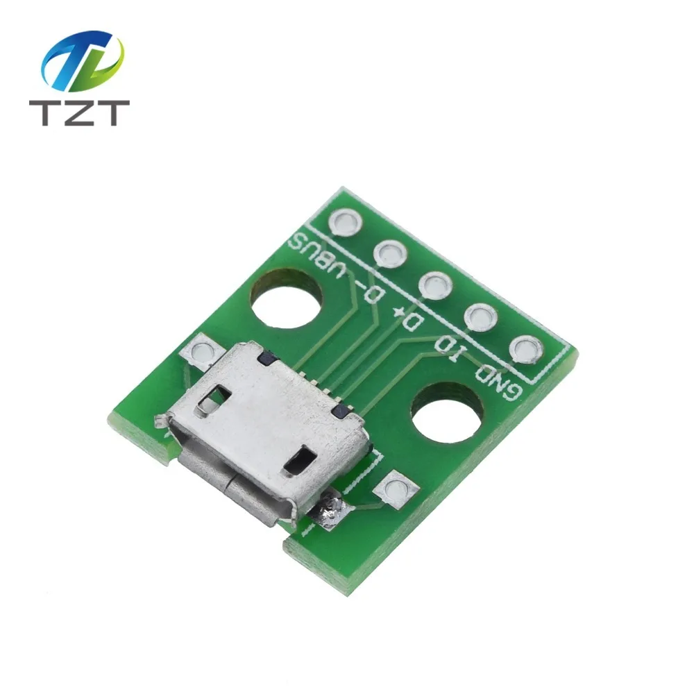 TZT MINI MICRO USB Для DIP адаптера/USB разъем 2,54 мм 5pin Женский Разъем b Тип USB2.0 Женский PCB конвертер USB-01