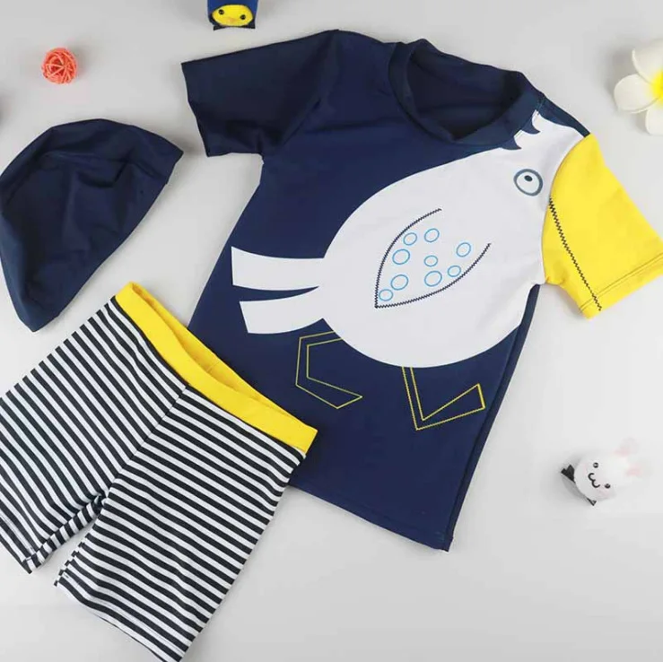 Детская пляжная одежда купальник из двух предметов с мультяшными животными для