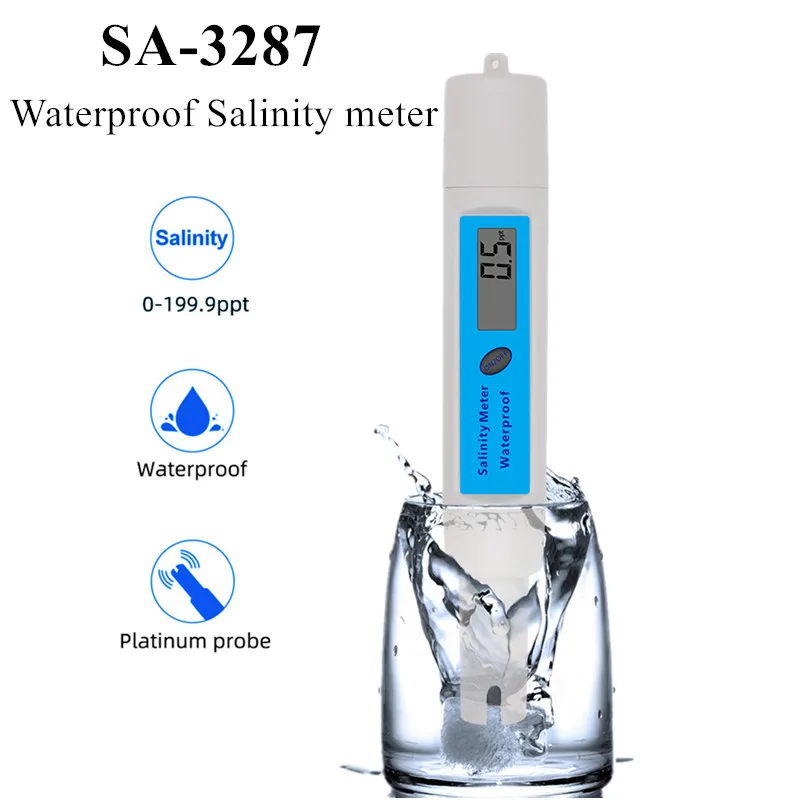 SA-3287 Waterproof Salinity meter Portable High Precision Salinity Meter Soup Food Sea Salt Salimeter Graphite Electrode 40%off