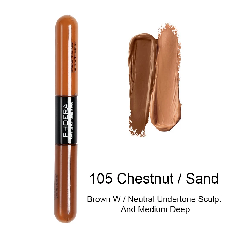 PHOER Brighten Skin Color Double Head Concealer Liquid 5 Long Oil Control Foundation TSLM2 |