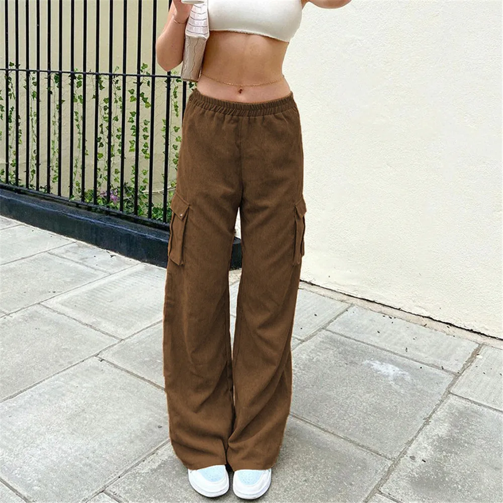 

Straight Wide Leg Pants Women Fashion Spring Auutmn Classic Streetwear Baggy Trousers High Waist Loose Brown Casual Long Pants