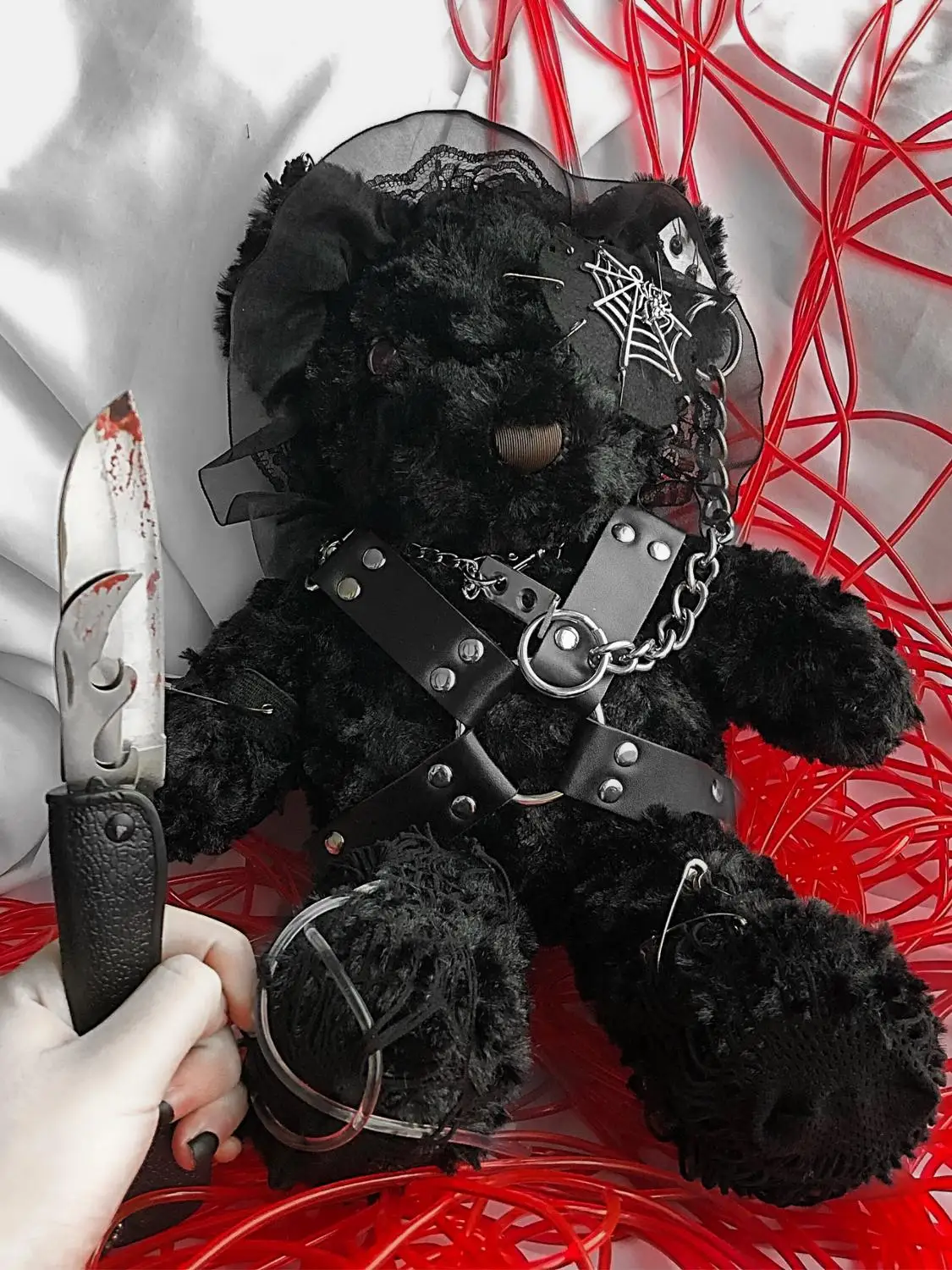 Lolita Cosplay Killer Bear Gothic Punk Chain Strap Cross Body Bag