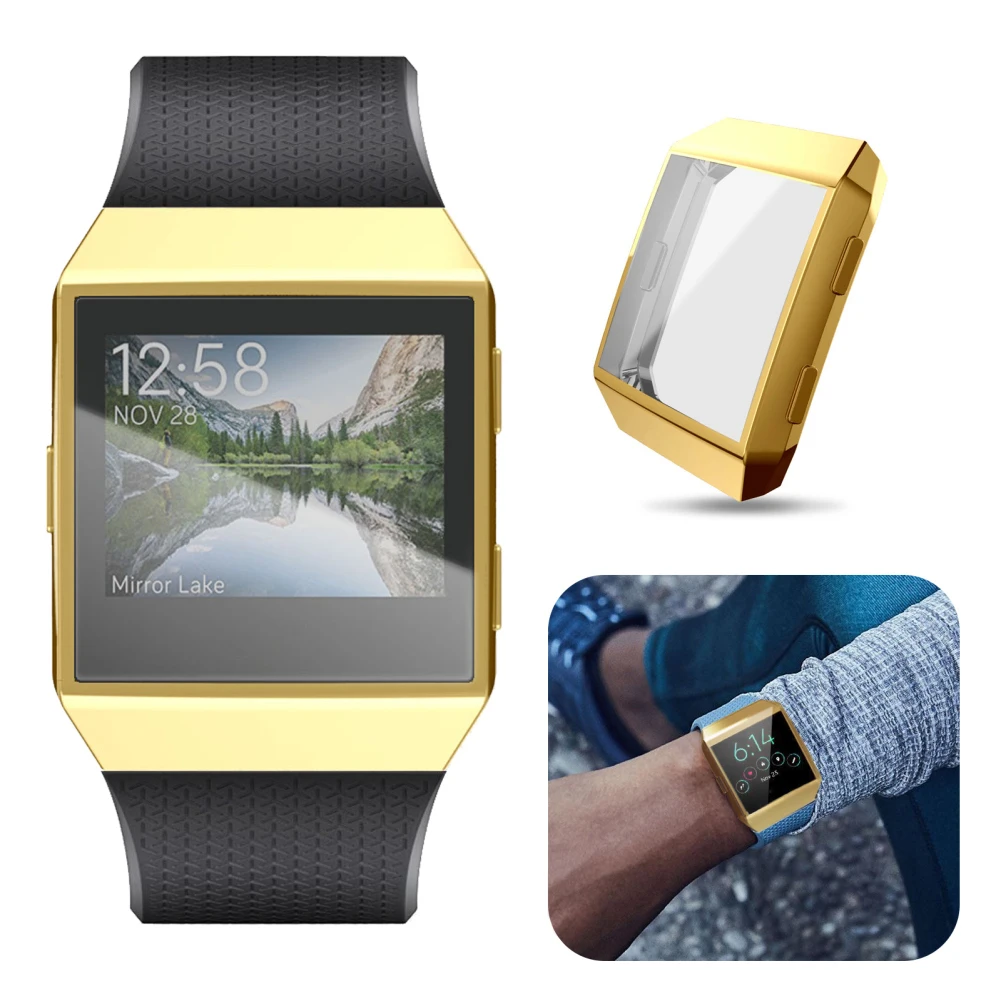 Многоцветная силиконовая рамка, кожаный чехол, защитная оболочка для Fitbit Ionic Smart Watch Band, защита экрана