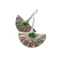 ofertas wholesale european and american vintage ginkgo leaf fan shaped natural stone female earrings for women