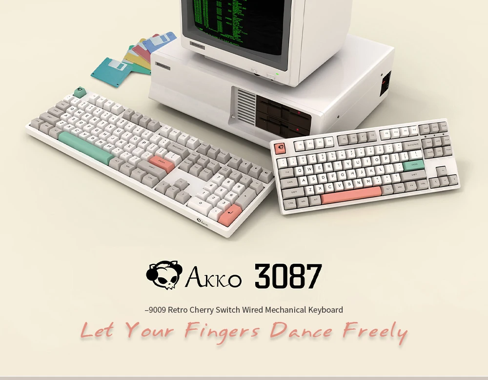 Akko 3087-9009 Ретро 87 клавиш Вишневый переключатель Проводная Механическая клавиатура