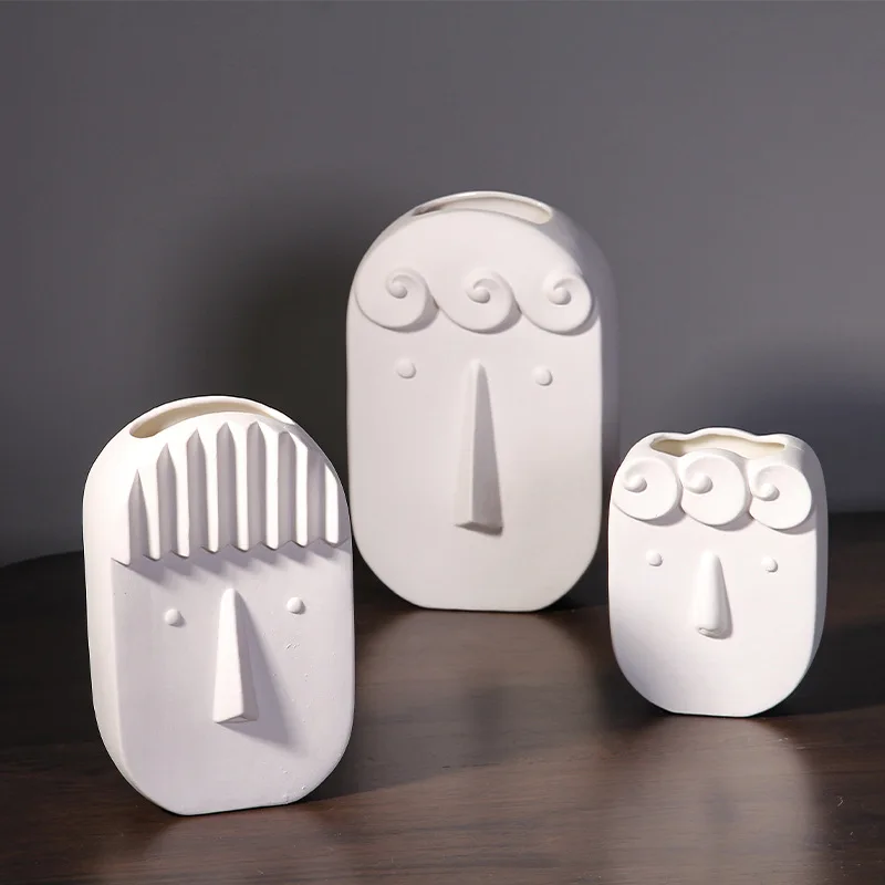 

Nordic Ins Simple Face Ceramic Vase Living Room Furnishings Dried Flowers Flower Arrangement Home Decoration Small Ornaments