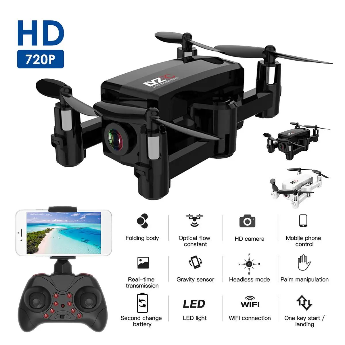 Дрон мини складной Радиоуправляемый HD камера Квадрокоптер L102 WiFi FPV Smart следующий