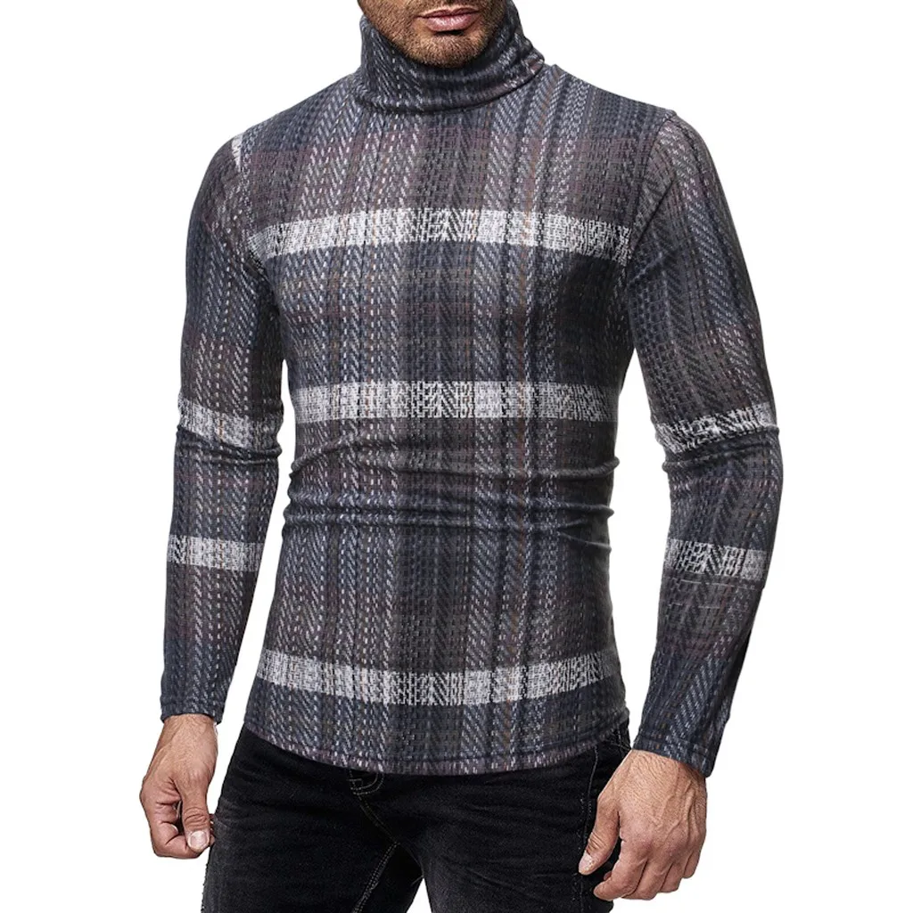 Новый Топ модная мужская блузка Осень зима пуловер в полоску вязаный свитер с