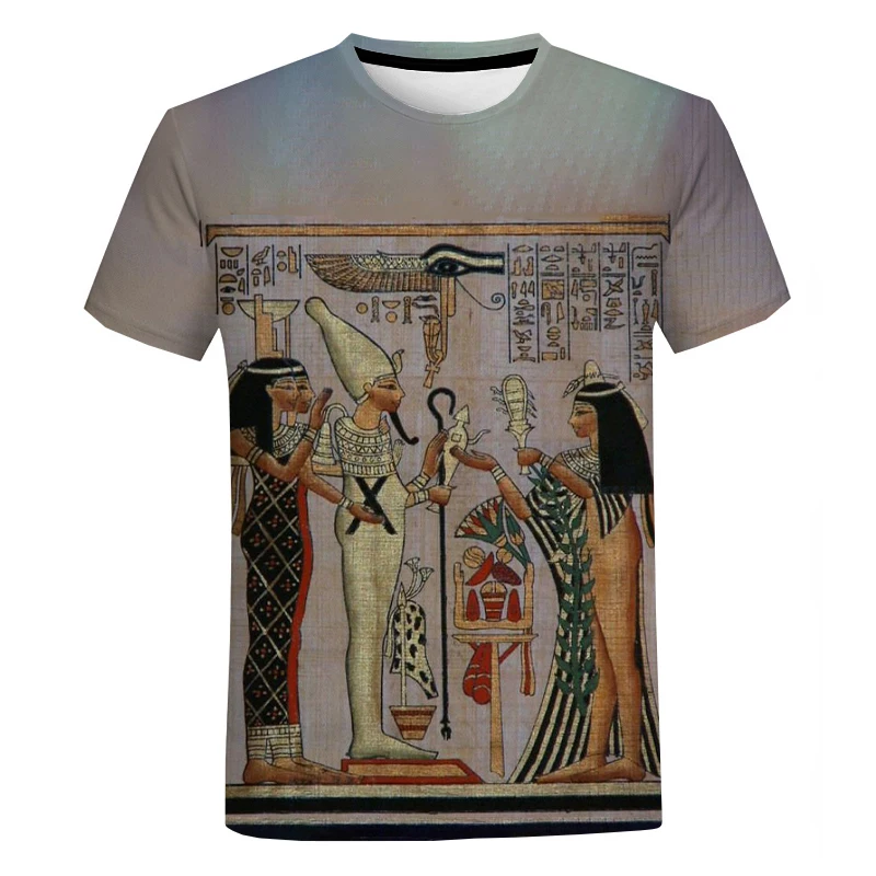 

Summer New Oversized Men's T-shirt 3D Printing Retro Style Egyptian God Eyes Egyptian Pharaoh Anubis Children's Top