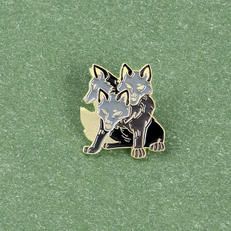 Эмалированная булавка Cerberus с тремя головками волк собака животное греческая