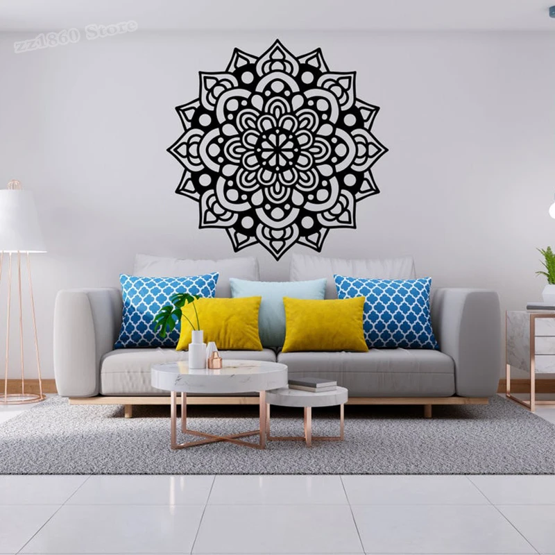 

Настенная Наклейка с мандалой для дома, украшение для йоги, комнаты, виниловая художественная буква, медитация, наклейка B799