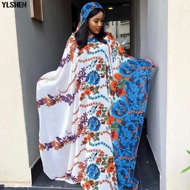 

African Dresses for Women 2019 New African Clothes Dashiki Hooded Ankara Dresses Bazin White Print Traditional Two Piece Set African Long Dress Wear for Lady Hight Quality Fashion Basin Riche Robe Africaine Femme 2019