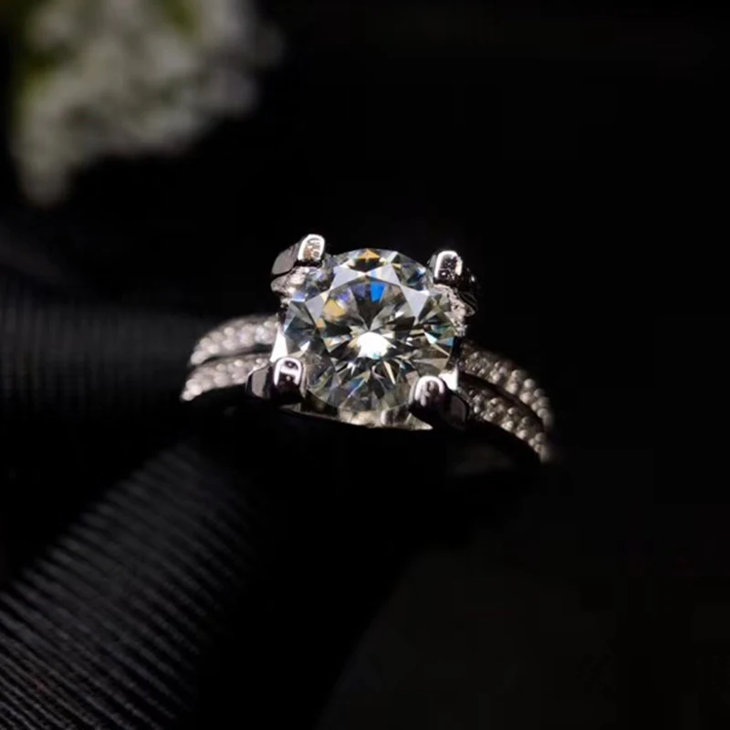 Классическое дизайнерское моиссанитовое кольцо для свадьбы 7 мм круглое