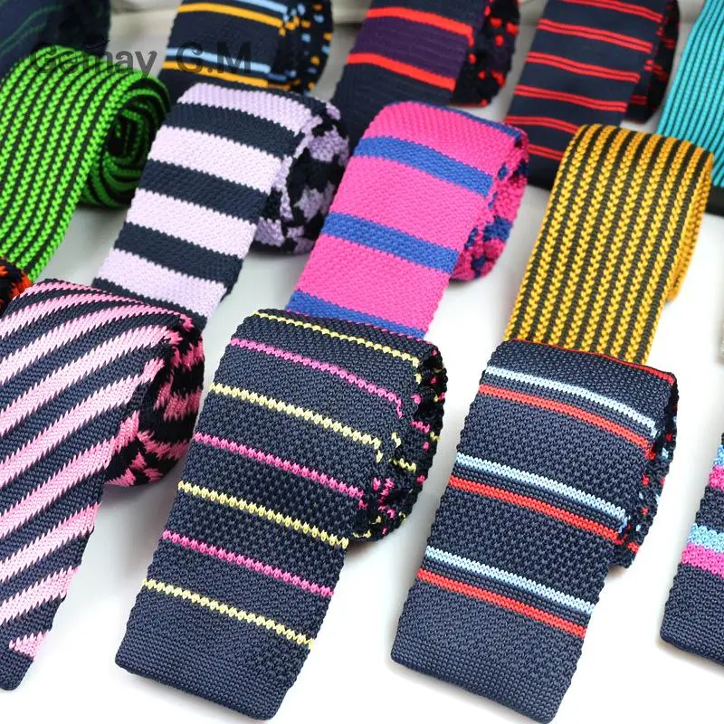 

Fashion Mens Knit Ties Colorful New 6cm NarrowNeck Ties Skinny Neckties For Party Wedding Male Neckwear Tie Cravat