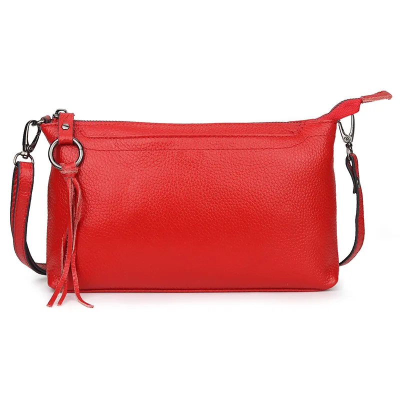 

newest style top layer cowhide red female bag women fashion wild messenger bags lady's genuine leather shoulder simple bag