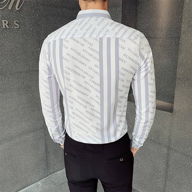 Мужская рубашка с длинными рукавами Повседневная Молодежная деловая в Корейском