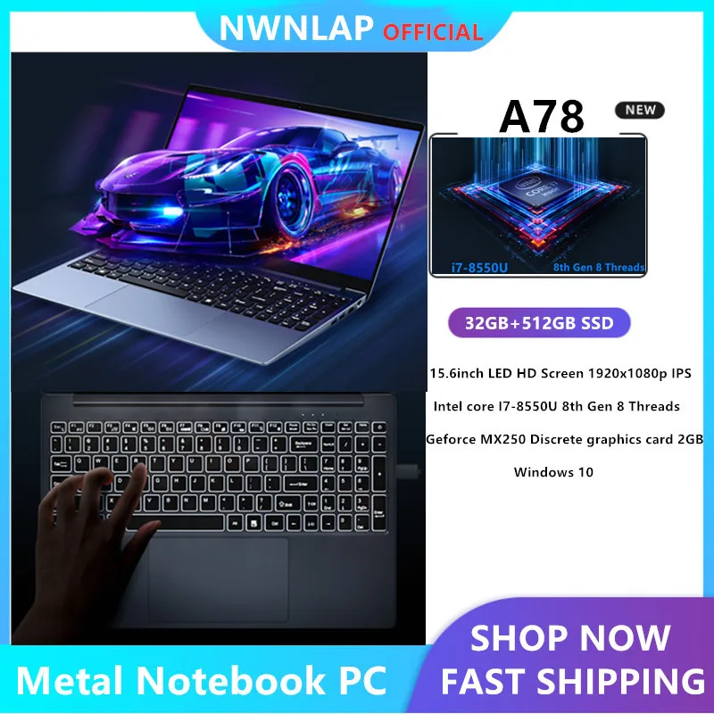 

Ноутбук, ОЗУ 32 ГБ, DDR4, 512 Гб SSD, 15,6 дюйма, четырехъядерный процессор i7 8550U, выделенная карта 2G MX150, клавиатура с подсветкой, Bluetooth, металлический у...