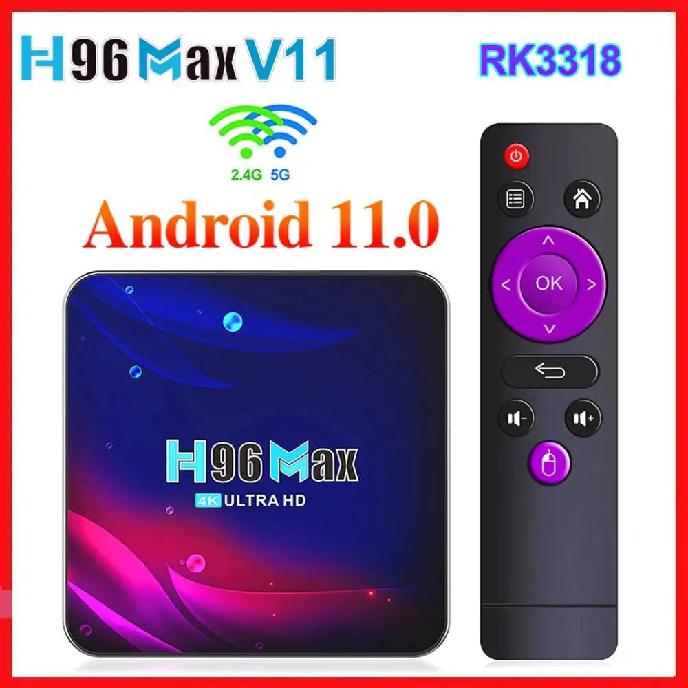 

ТВ-приставка RK3318 на Android 11,0, 4 + 64 ГБ, Wi-Fi, 1080p, 4K, 60 кадров/с