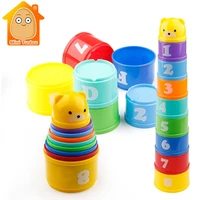 9pcs educational baby toys 6 month figures letters foldind stack cup tower children early intelligence