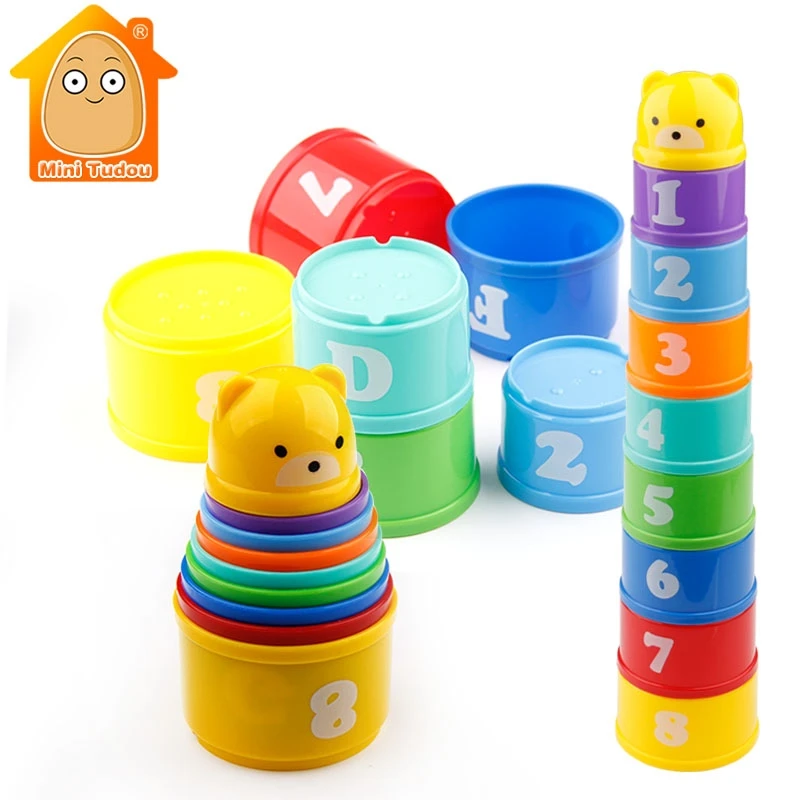 Minitudou 8 шт. игрушки для ванной обучающие детские toys 6 месяц + цифры письма foldind кубок
