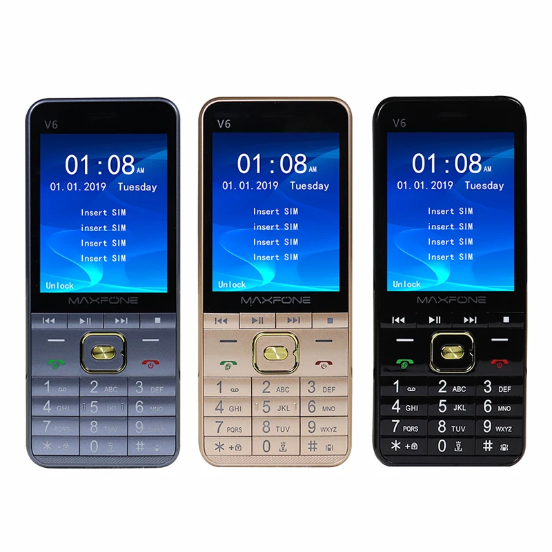 GSM 2 8 "Экран четыре Sim Русская клавиатура мобильный телефон большой фонарь MP3