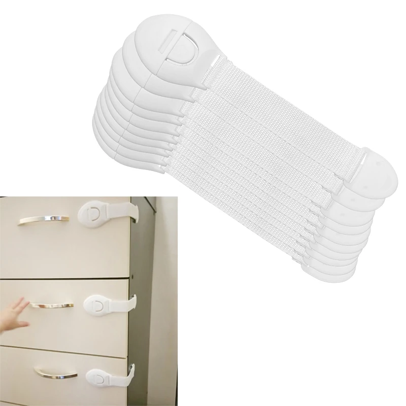 10 unids/lote de protectores de seguridad para beb&eacute;s, bloqueo de gabinete para ni&ntilde;os, bloqueo de pl&aacute;stico, protecci&oacute;n de ni&ntilde;os, bloqueo de puertas y cajones-0