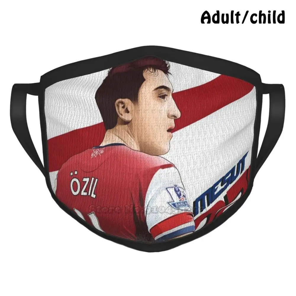 Маска для лица с иллюстрацией Ozil многоразовая футбола | Аксессуары одежды