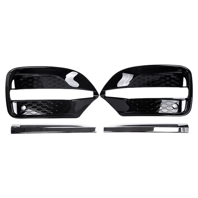 

4Pcs Set Car Styling Accessories ABS Front Bumper Grille Fog Light Trim Cover for Jaguar F-PACE 2016-2020