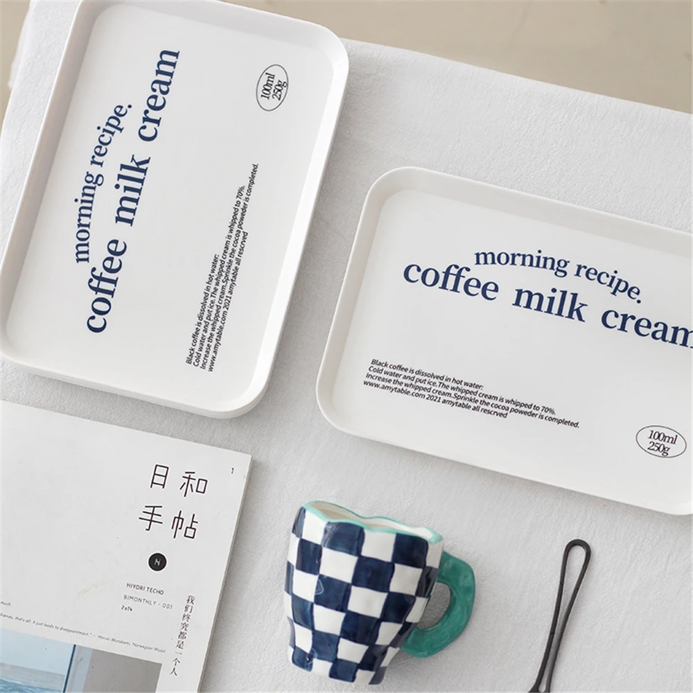 Ins Korean Breakfast Serving Tray Melamine Storage Plate for Dining Table Coffee Cake Kitchen Tea Coaster Bakery Rack Holder | Дом и сад