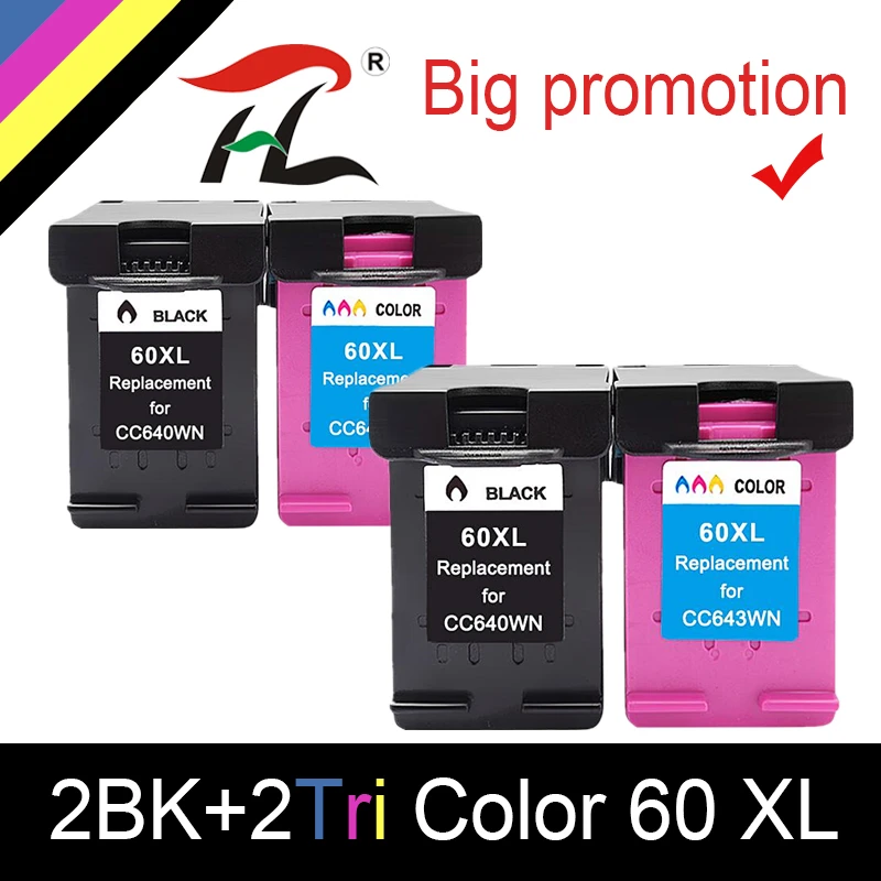 

HTL Ink cartridge 60XL Compatible for hp 60 xl hp60 F2480 F2420 F4480 F4580 F4280 D2660 D2530 D2560 PhotoSmart C4680 printer
